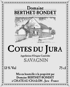 Étiquette Jean Berthet Savagnin